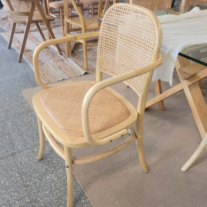 silla hoffman de madera y ratán