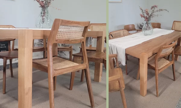 Mesa y sillas de teca Eunice