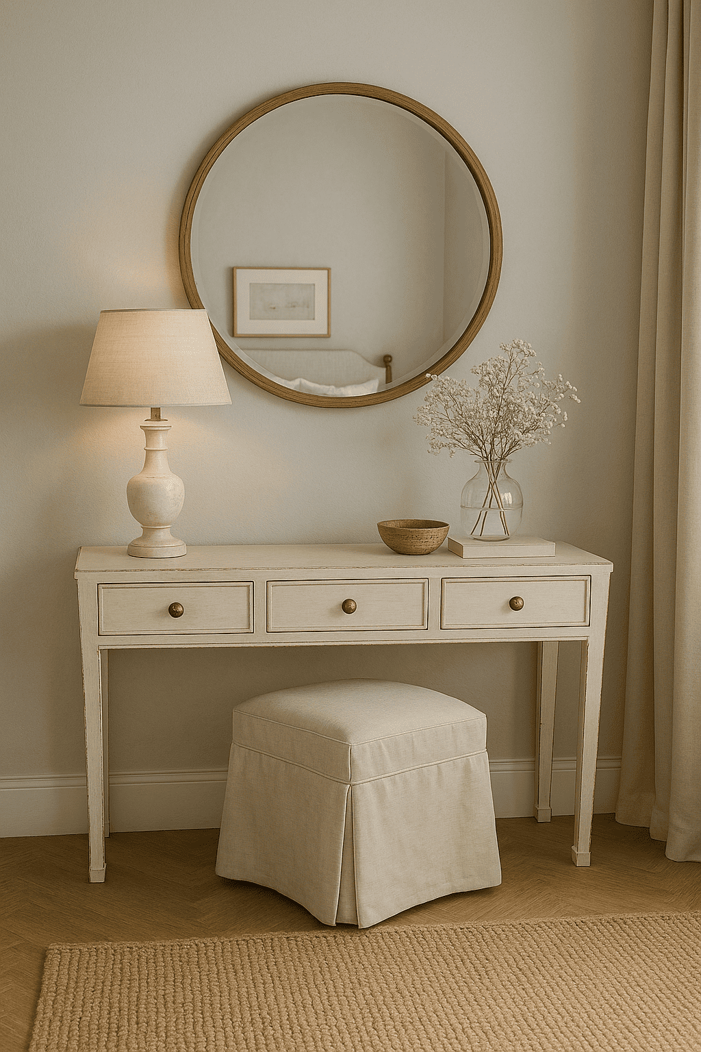 Consola de madera laqueada blanca