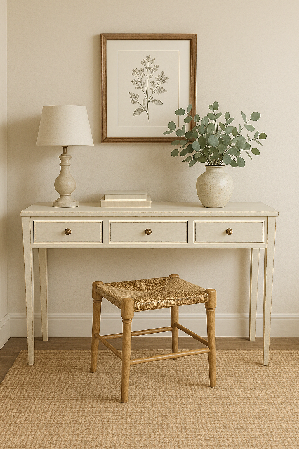 Consola de madera laqueada blanca