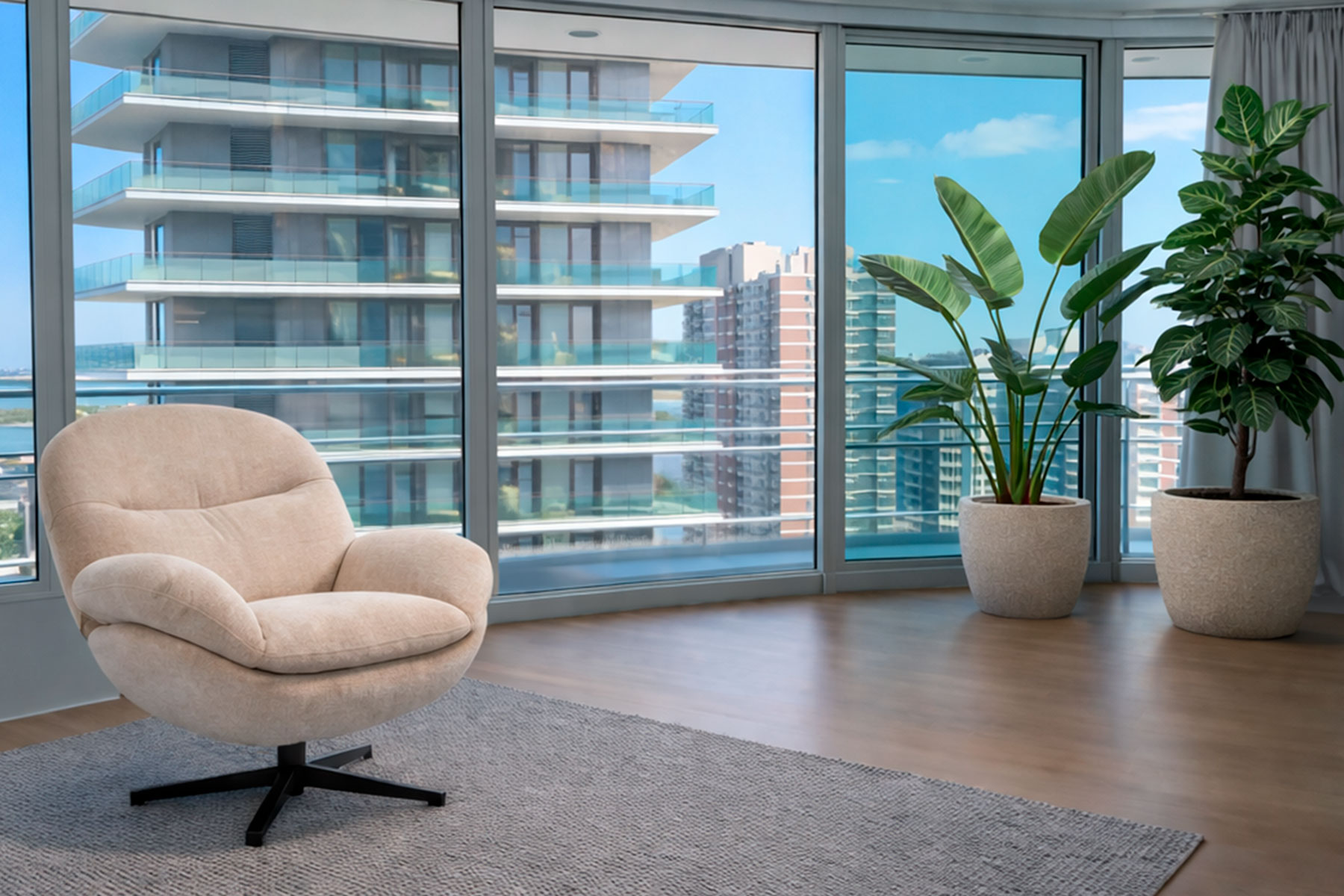sillón New Rondo chenille y bellón siliconado beige